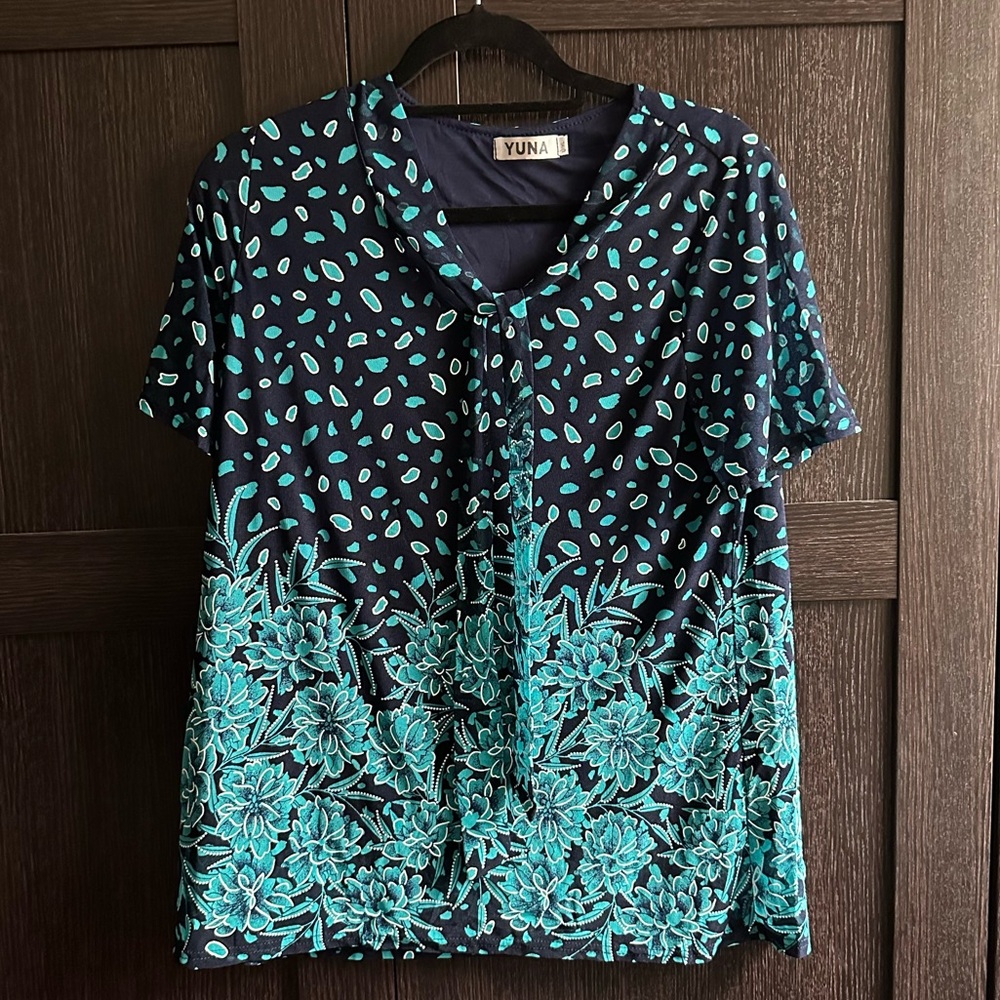 Mesh Splatter & Floral Print Top